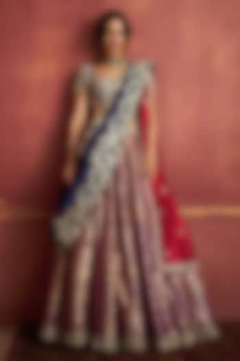Purple Banarasi Silk Embroidered Bridal Lehenga Set by Jayanti Reddy at Pernia's Pop Up Shop