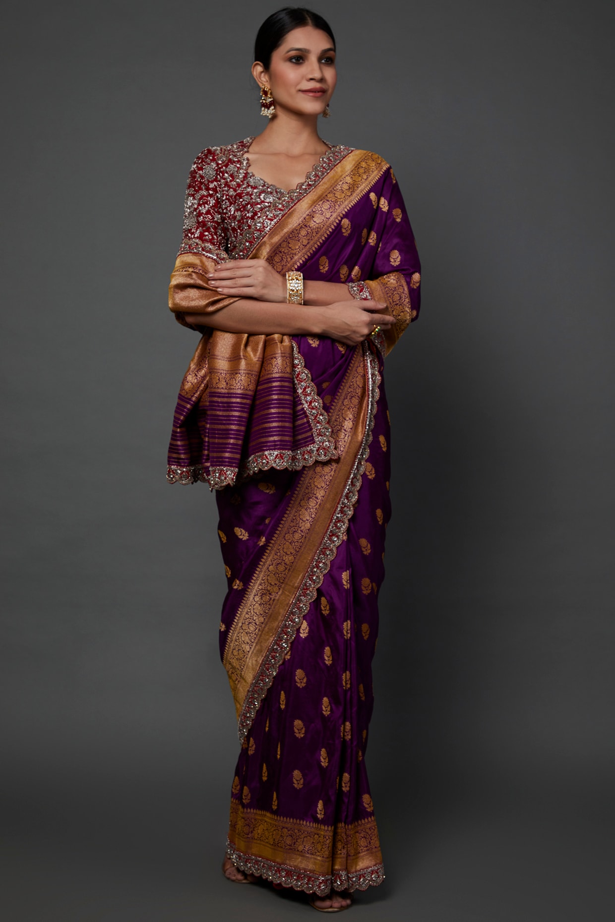 Buy the beautiful Jam Purple banarasi saree online by KARAGIRI | On Sale –  Karagiri