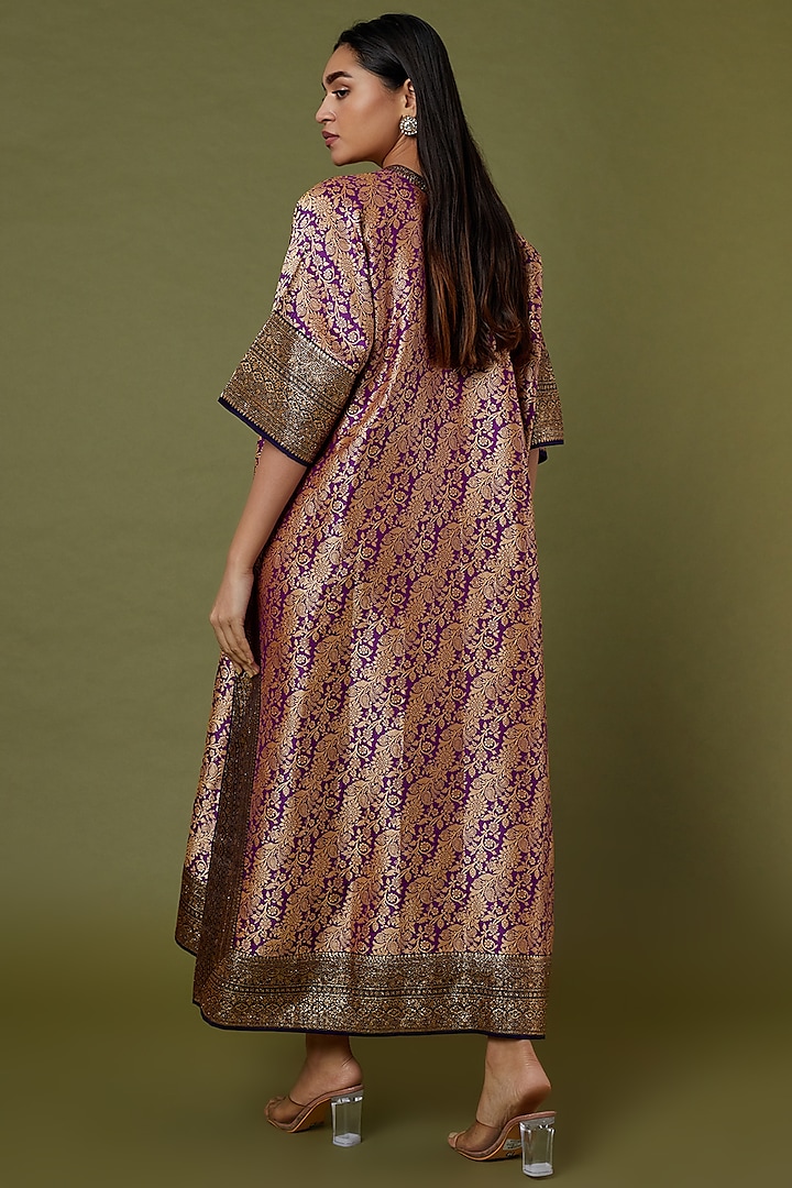 Purple Banarasi Kaftan by Jayanti Reddy at Pernia's Pop Up Shop