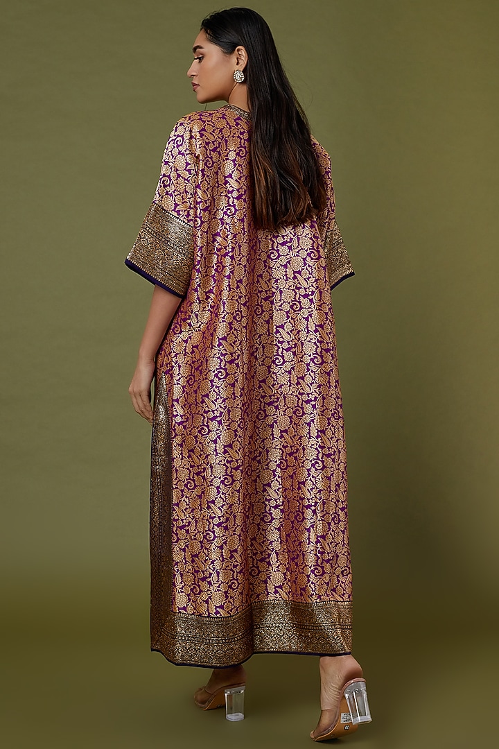 Purple Banarasi Kaftan by Jayanti Reddy at Pernia's Pop Up Shop