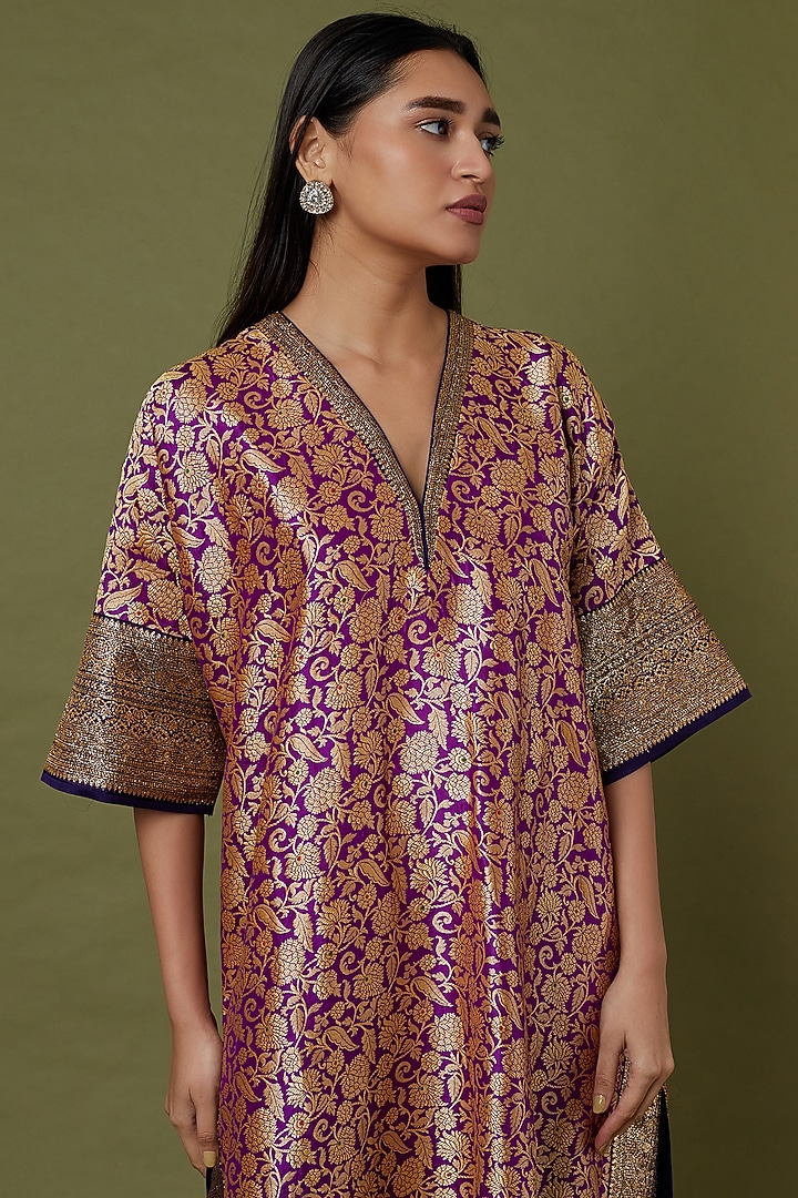 Purple Banarasi Kaftan by Jayanti Reddy at Pernia's Pop Up Shop