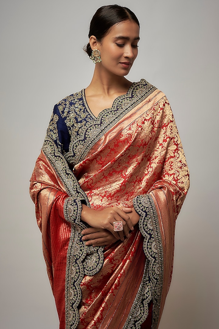 Red Banarasi Bridal Saree Set by Jayanti Reddy at Pernia's Pop Up Shop