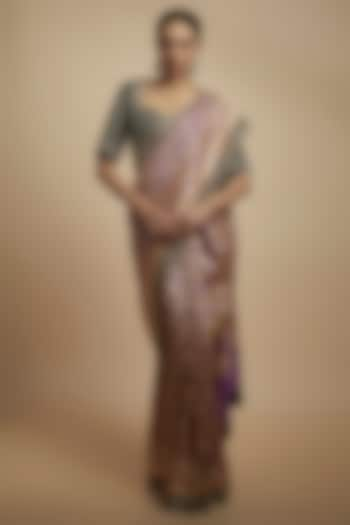 Purple Banarasi Silk Zari Embroidered Saree Set by Jayanti Reddy at Pernia's Pop Up Shop