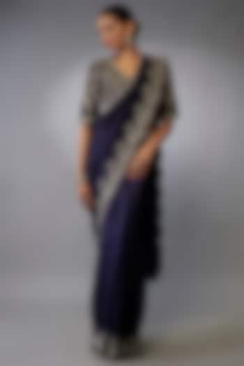 Purple Silk Zari Embroidered Bridal Saree Set by Jayanti Reddy at Pernia's Pop Up Shop