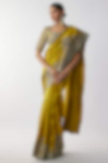 Mustard Silk Zari Embroidered Saree Set by Jayanti Reddy at Pernia's Pop Up Shop