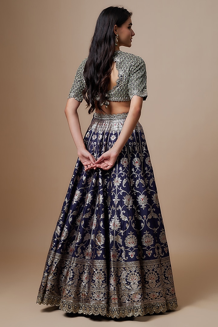 Purple Silk Zari Embroidered Bridal Lehenga Set by Jayanti Reddy at Pernia's Pop Up Shop