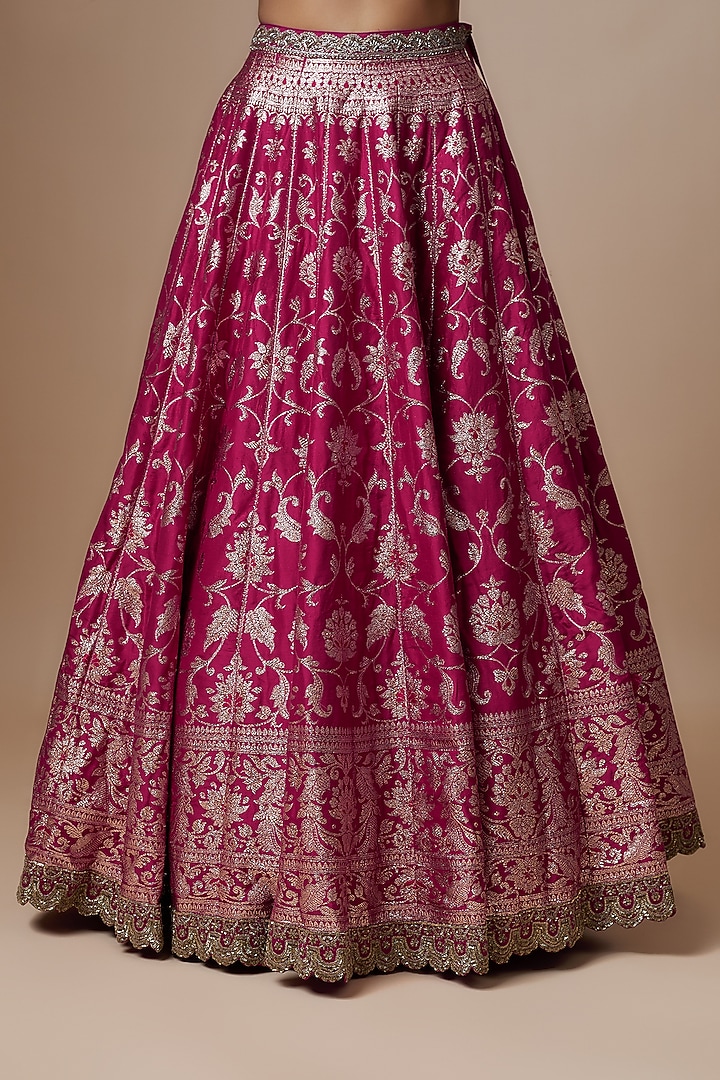 Pink Silk Zari Embroidered Bridal Lehenga Set by Jayanti Reddy at Pernia's Pop Up Shop