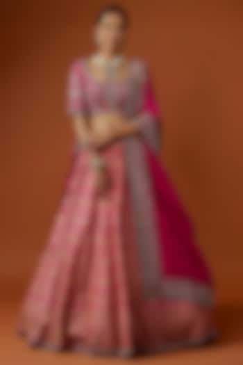 Pink Banarasi Zari Embroidered Bridal Lehenga Set by Jayanti Reddy at Pernia's Pop Up Shop