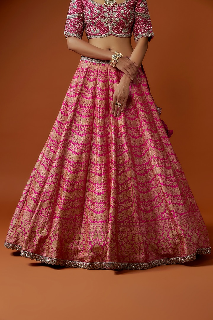 Pink Banarasi Zari Embroidered Bridal Lehenga Set by Jayanti Reddy at Pernia's Pop Up Shop