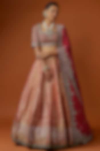 Red Banarasi Zari Embroidered Bridal Lehenga Set by Jayanti Reddy at Pernia's Pop Up Shop
