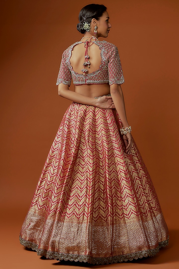 Red Banarasi Zari Embroidered Bridal Lehenga Set by Jayanti Reddy at Pernia's Pop Up Shop