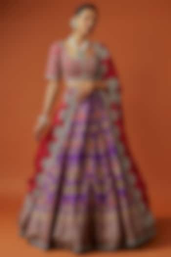 Purple Banarasi Zari Embroidered Bridal Lehenga Set by Jayanti Reddy at Pernia's Pop Up Shop