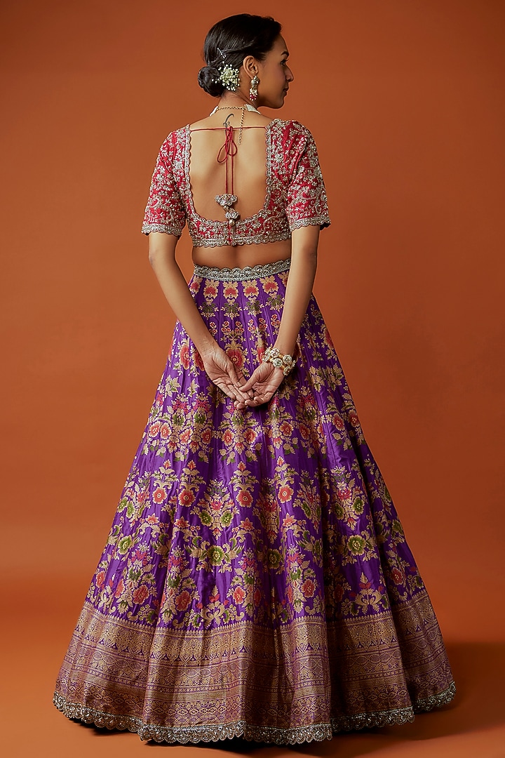 Purple Banarasi Zari Embroidered Bridal Lehenga Set by Jayanti Reddy at Pernia's Pop Up Shop