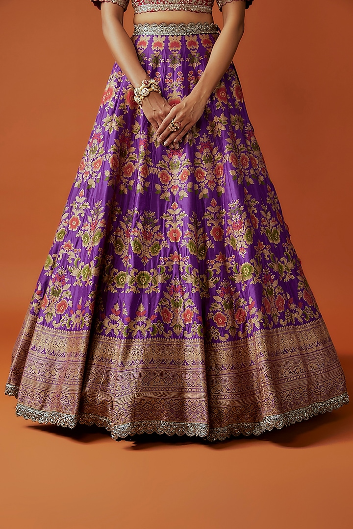 Purple Banarasi Zari Embroidered Bridal Lehenga Set by Jayanti Reddy at Pernia's Pop Up Shop