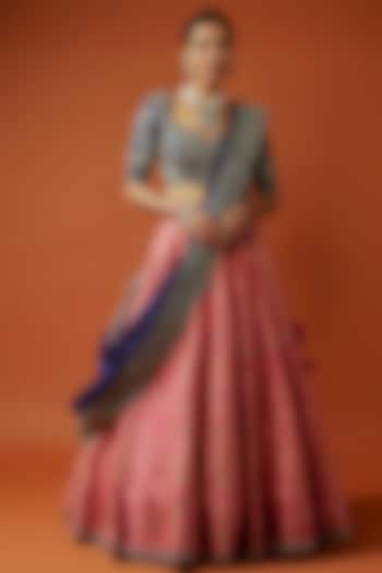 Pink Banarasi Zari Embroidered Bridal Lehenga Set by Jayanti Reddy at Pernia's Pop Up Shop