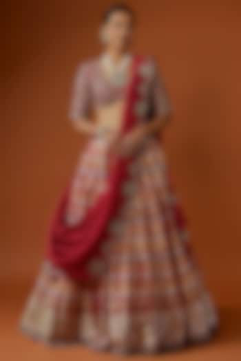 Red Banarasi Zari Embroidered Bridal Lehenga Set by Jayanti Reddy at Pernia's Pop Up Shop