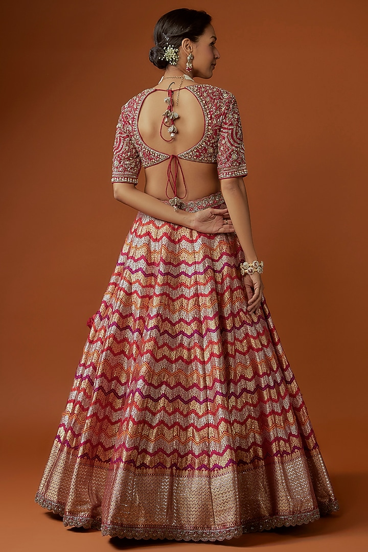 Red Banarasi Zari Embroidered Bridal Lehenga Set by Jayanti Reddy at Pernia's Pop Up Shop