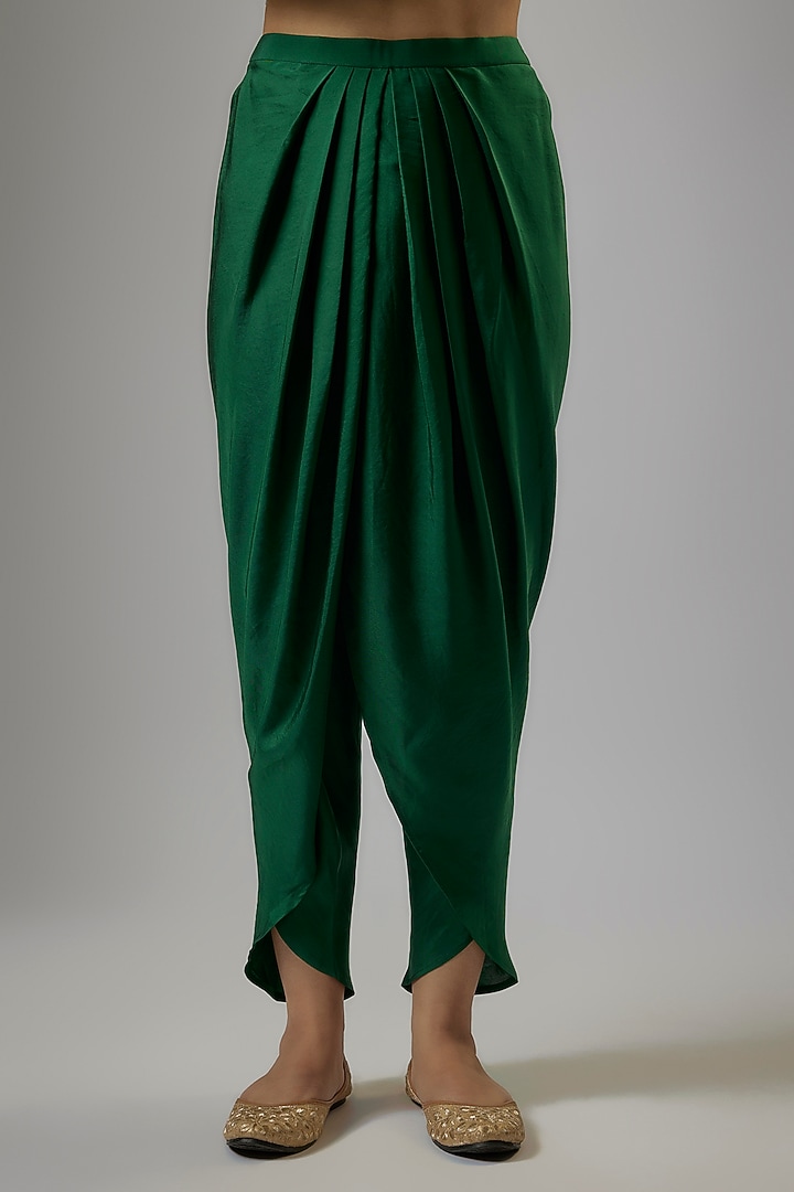 Green Silk Zardosi Embroidered Tunic Set by Jayanti Reddy at Pernia's Pop Up Shop