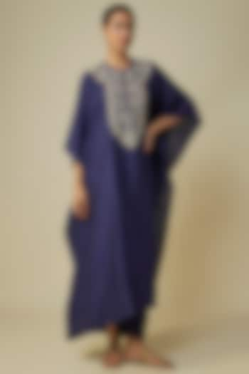 Purple Silk Zardosi Embroidered Kaftan Set by Jayanti Reddy at Pernia's Pop Up Shop