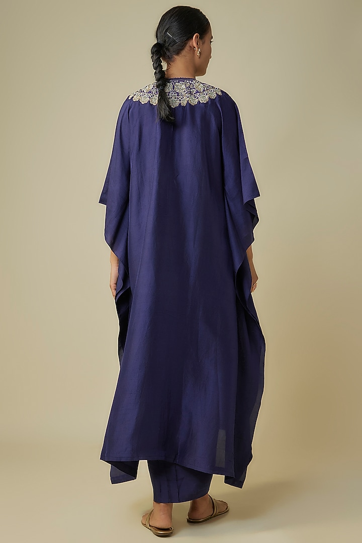 Purple Silk Zardosi Embroidered Kaftan Set by Jayanti Reddy at Pernia's Pop Up Shop