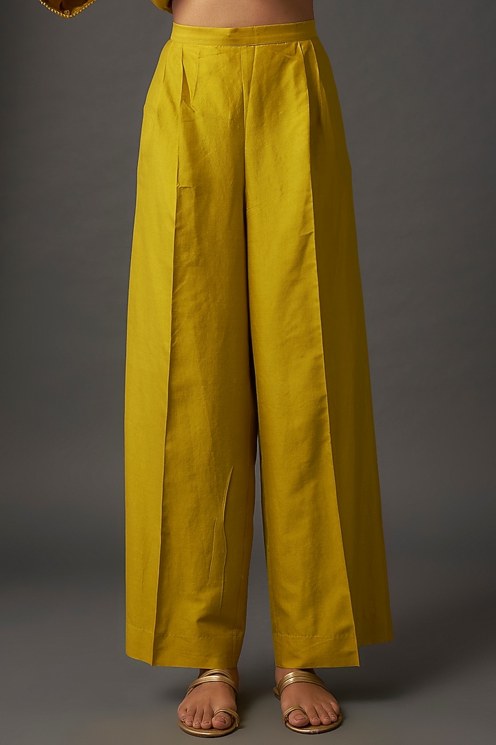 Yellow Silk Zardosi Embroidered Kaftan Set by Jayanti Reddy at Pernia's Pop Up Shop