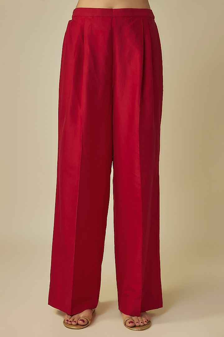 Red Silk Zardosi Embroidered Kaftan Set by Jayanti Reddy at Pernia's Pop Up Shop