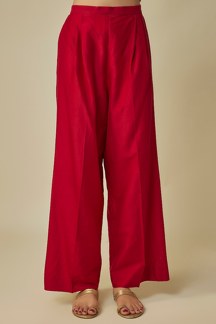 Red Silk Zardosi Embroidered Kaftan Set by Jayanti Reddy at Pernia's Pop Up Shop