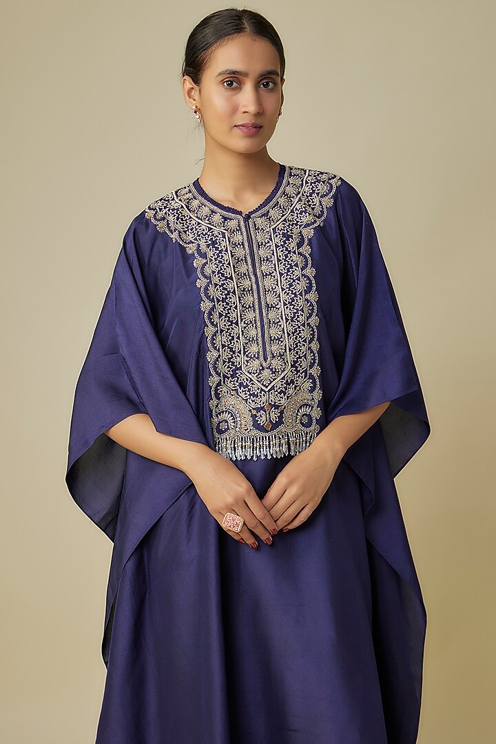 Purple Silk Zardosi Embroidered Kaftan Set by Jayanti Reddy at Pernia's Pop Up Shop