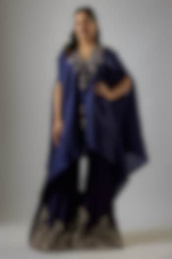 Purple Silk Zardosi Embroidered Cape Set by Jayanti Reddy at Pernia's Pop Up Shop