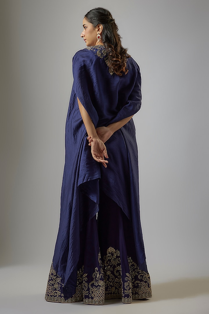 Purple Silk Zardosi Embroidered Cape Set by Jayanti Reddy at Pernia's Pop Up Shop
