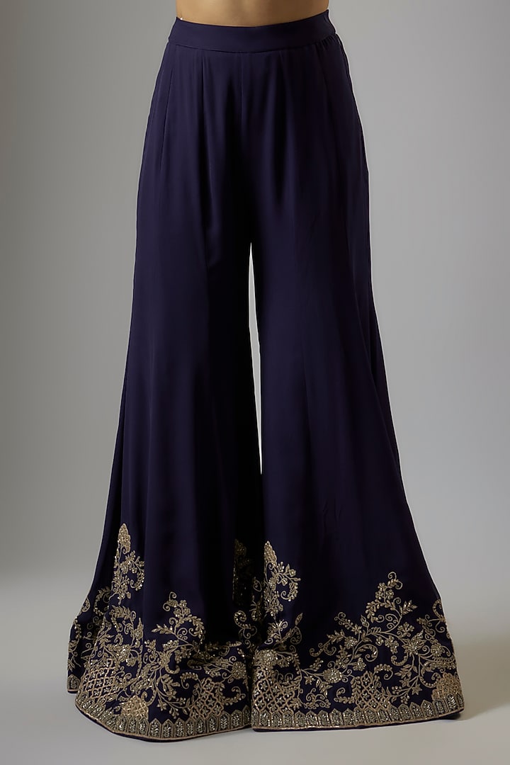 Purple Silk Zardosi Embroidered Cape Set by Jayanti Reddy at Pernia's Pop Up Shop