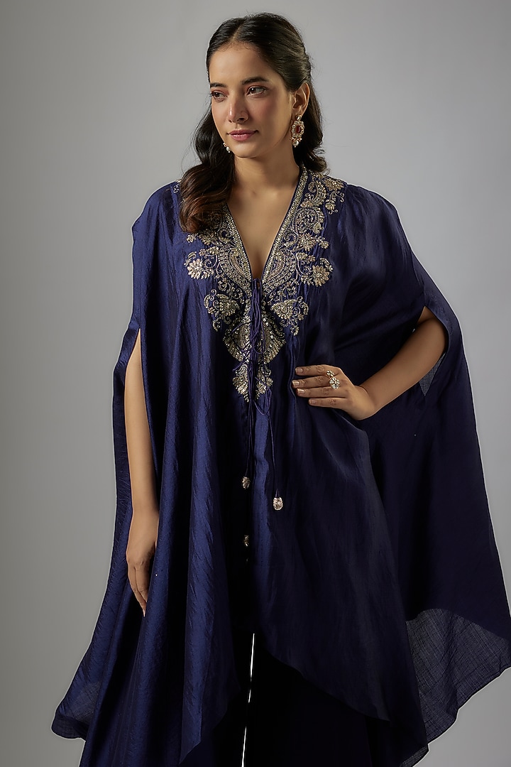 Purple Silk Zardosi Embroidered Cape Set by Jayanti Reddy at Pernia's Pop Up Shop