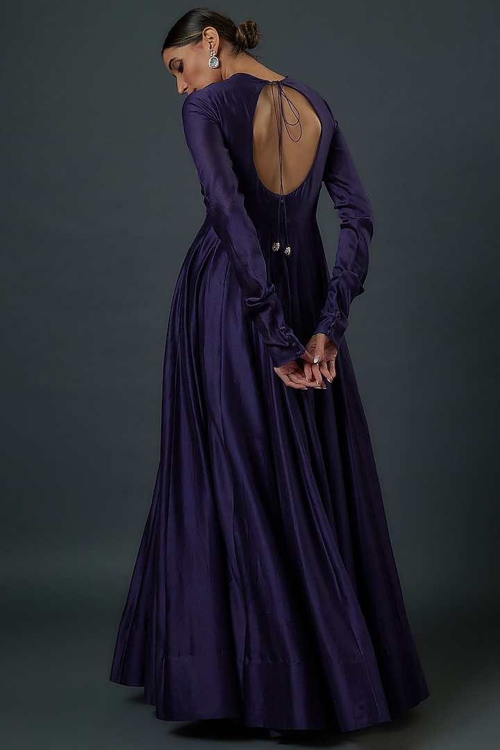 Purple Silk Bridal Anarkali Set by Jayanti Reddy at Pernia's Pop Up Shop