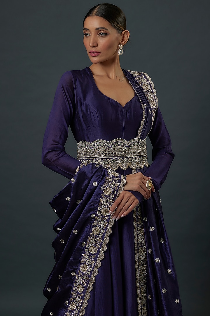 Purple Silk Bridal Anarkali Set by Jayanti Reddy at Pernia's Pop Up Shop