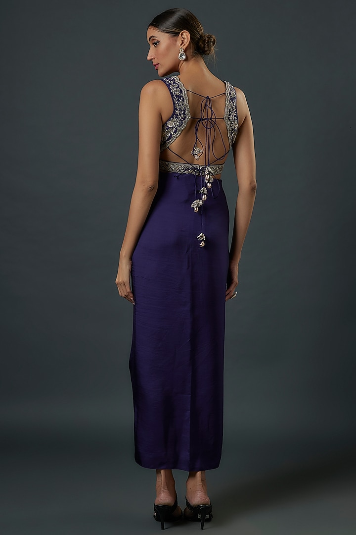 Purple Organza Zardosi Embroidered Cape Set by Jayanti Reddy at Pernia's Pop Up Shop