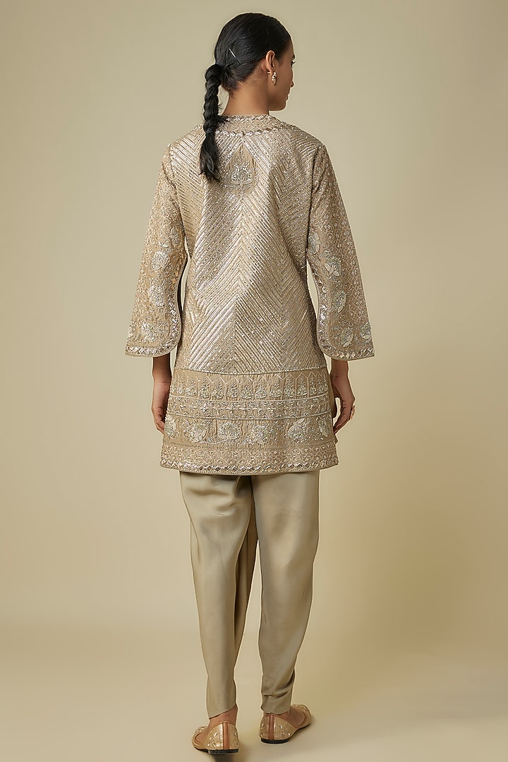 Beige Silk Zardosi Embroidered Kurta Set by Jayanti Reddy at Pernia's Pop Up Shop