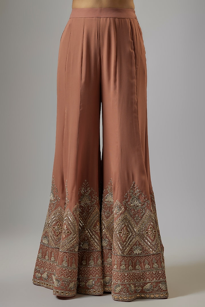 Peach Organza Zardosi Embroidered Bridal Sharara Set by Jayanti Reddy at Pernia's Pop Up Shop