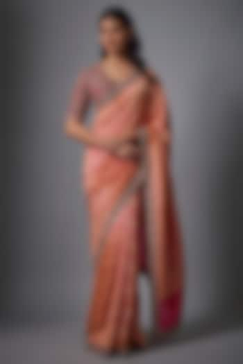 Pink Banarasi Embroidered Saree Set by Jayanti Reddy at Pernia's Pop Up Shop