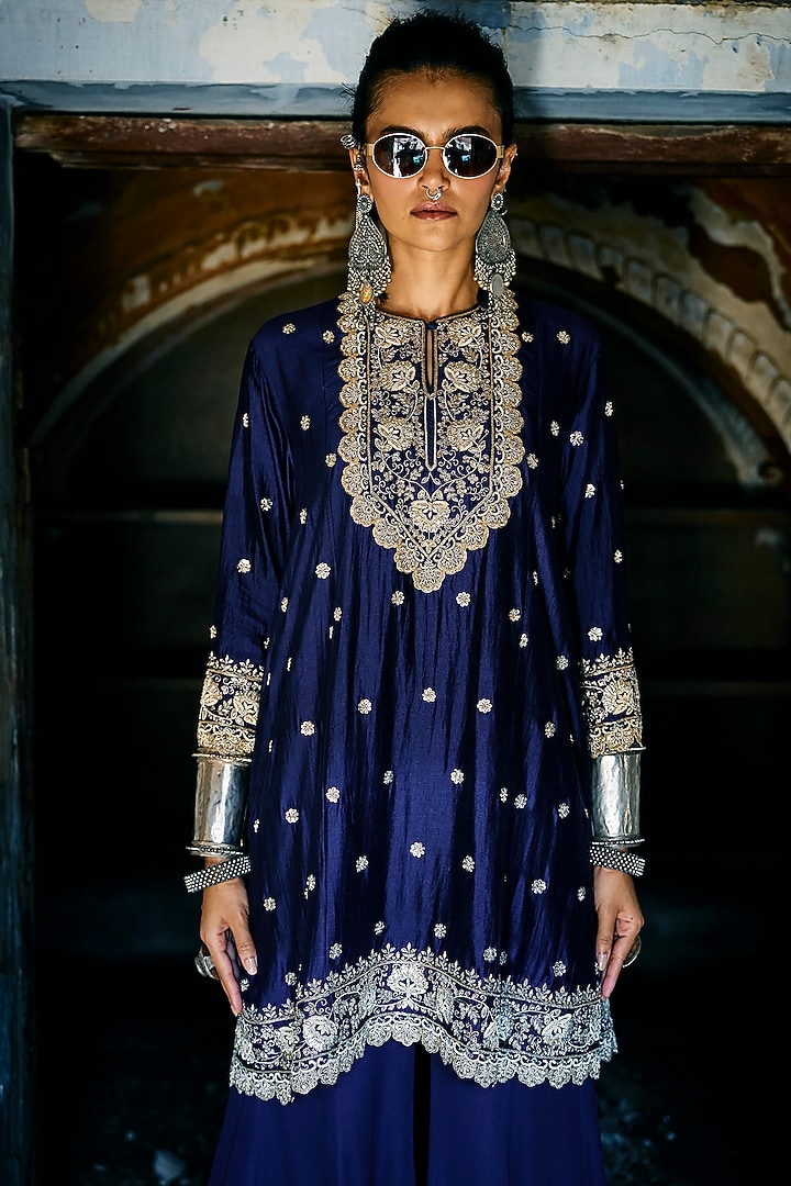 Purple Silk Zardosi Embroidered Bridal Sharara Set by Jayanti Reddy at Pernia's Pop Up Shop
