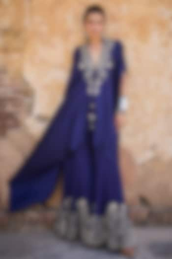 Purple Silk Zardosi Embroidered Sharara Set by Jayanti Reddy at Pernia's Pop Up Shop