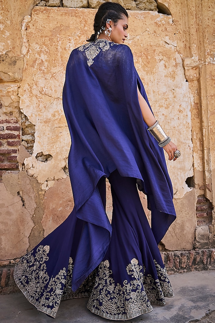 Purple Silk Zardosi Embroidered Bridal Sharara Set by Jayanti Reddy at Pernia's Pop Up Shop