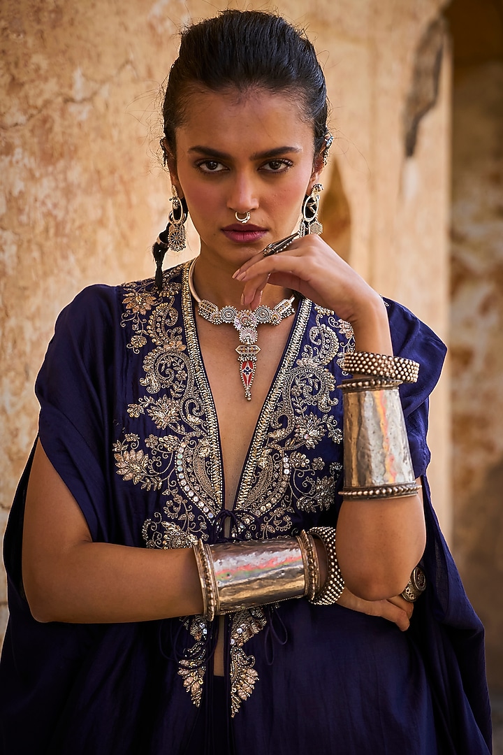 Purple Silk Zardosi Embroidered Bridal Sharara Set by Jayanti Reddy at Pernia's Pop Up Shop