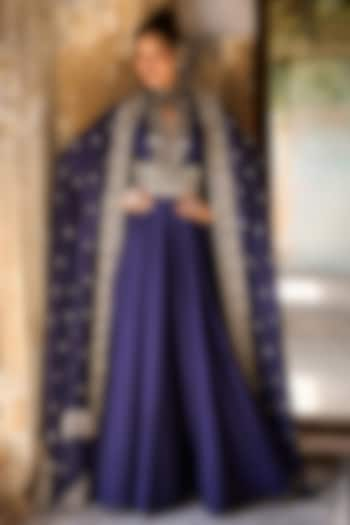 Purple Silk Anarkali by Jayanti Reddy at Pernia's Pop Up Shop