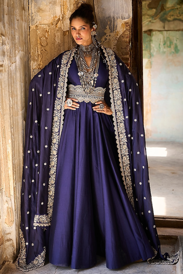 Purple Silk Anarkali by Jayanti Reddy at Pernia's Pop Up Shop