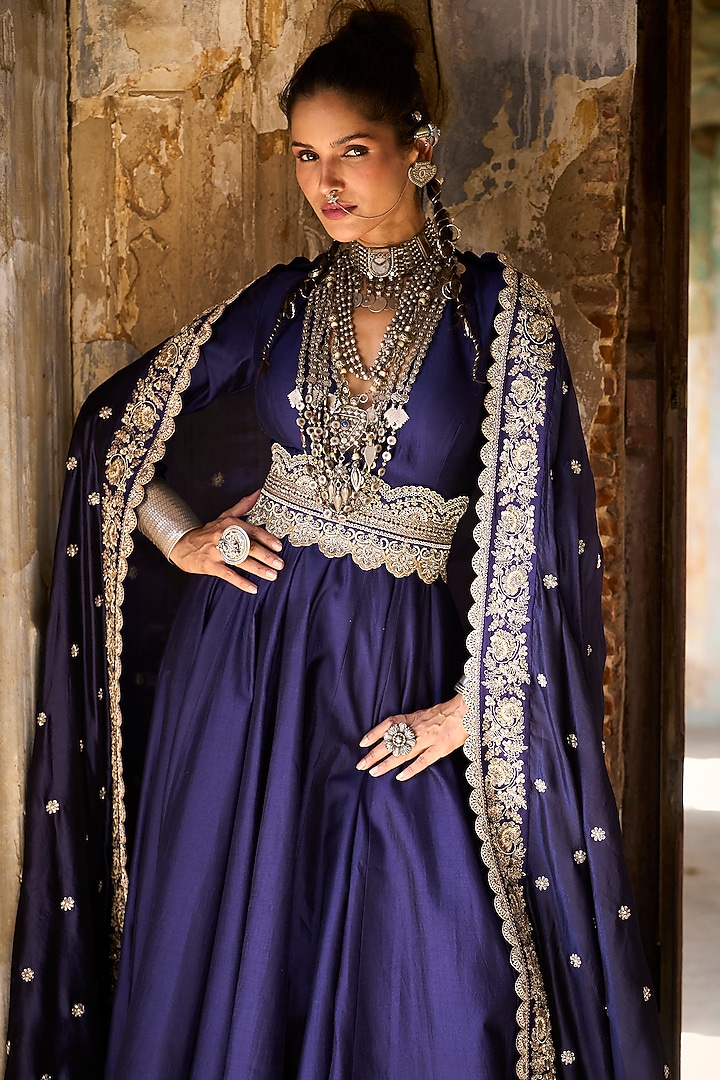 Purple Silk Bridal Anarkali by Jayanti Reddy at Pernia's Pop Up Shop
