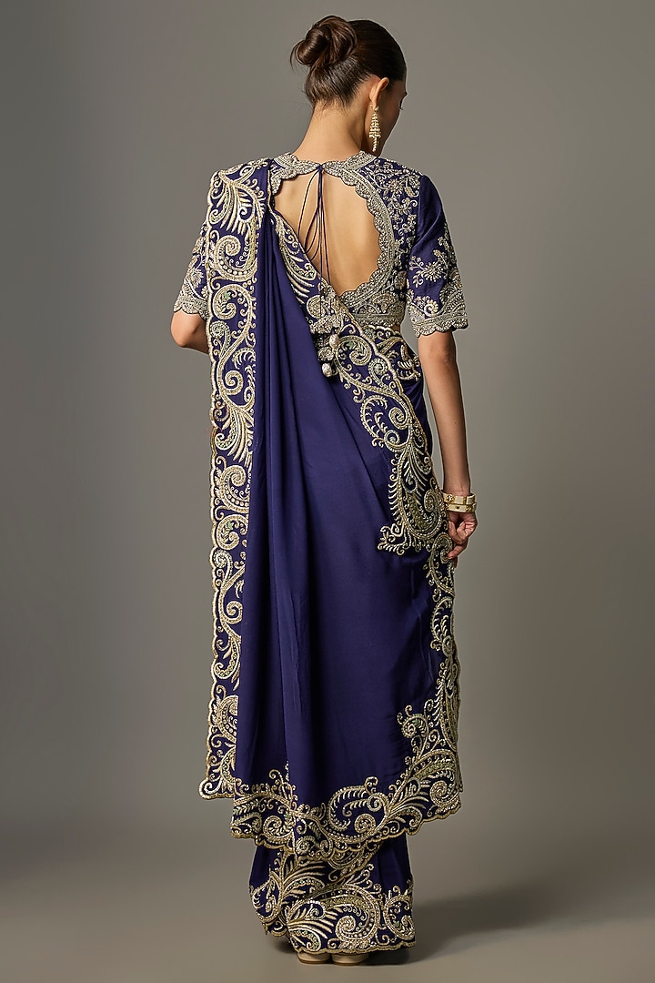 Purple Silk Gota Work Bridal Saree Set by Jayanti Reddy at Pernia's Pop Up Shop