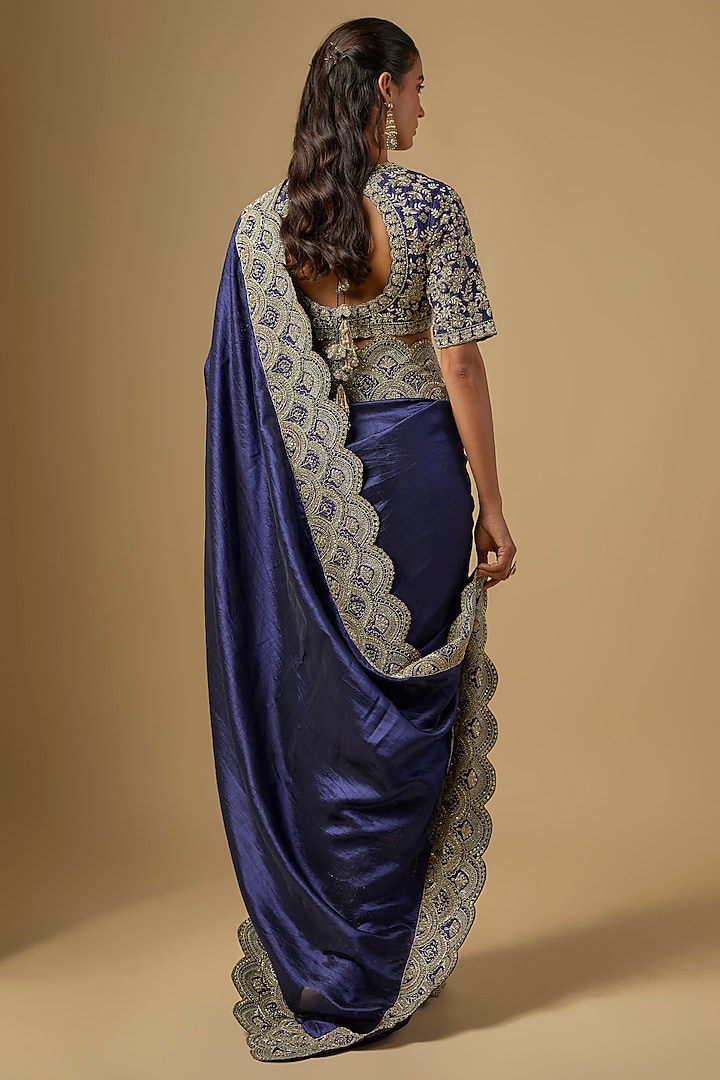 Purple Silk Zardosi Work Bridal Saree Set by Jayanti Reddy at Pernia's Pop Up Shop