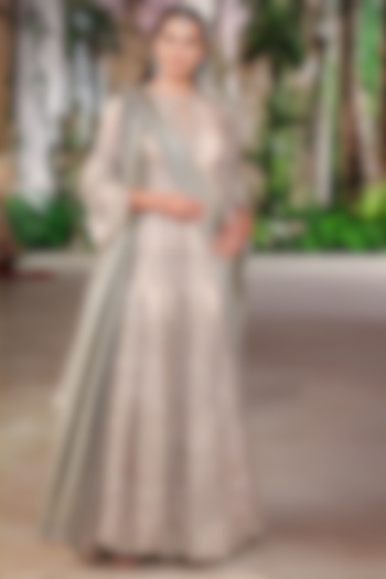 Beige Organza Dori Embroidered Bridal Anarkali Set by Jayanti Reddy at Pernia's Pop Up Shop