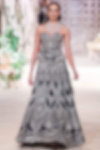 Purple Raw Silk Zardosi Hand Embroidered Bridal Lehenga Set by Jayanti Reddy at Pernia's Pop Up Shop