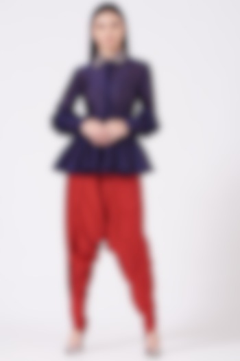 Cadmium Red Silk Dhoti Set by Jayanti Reddy at Pernia's Pop Up Shop